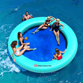 Inflatable Water Hammock Floating Dock, 6'/8' Round Inflatable Raft